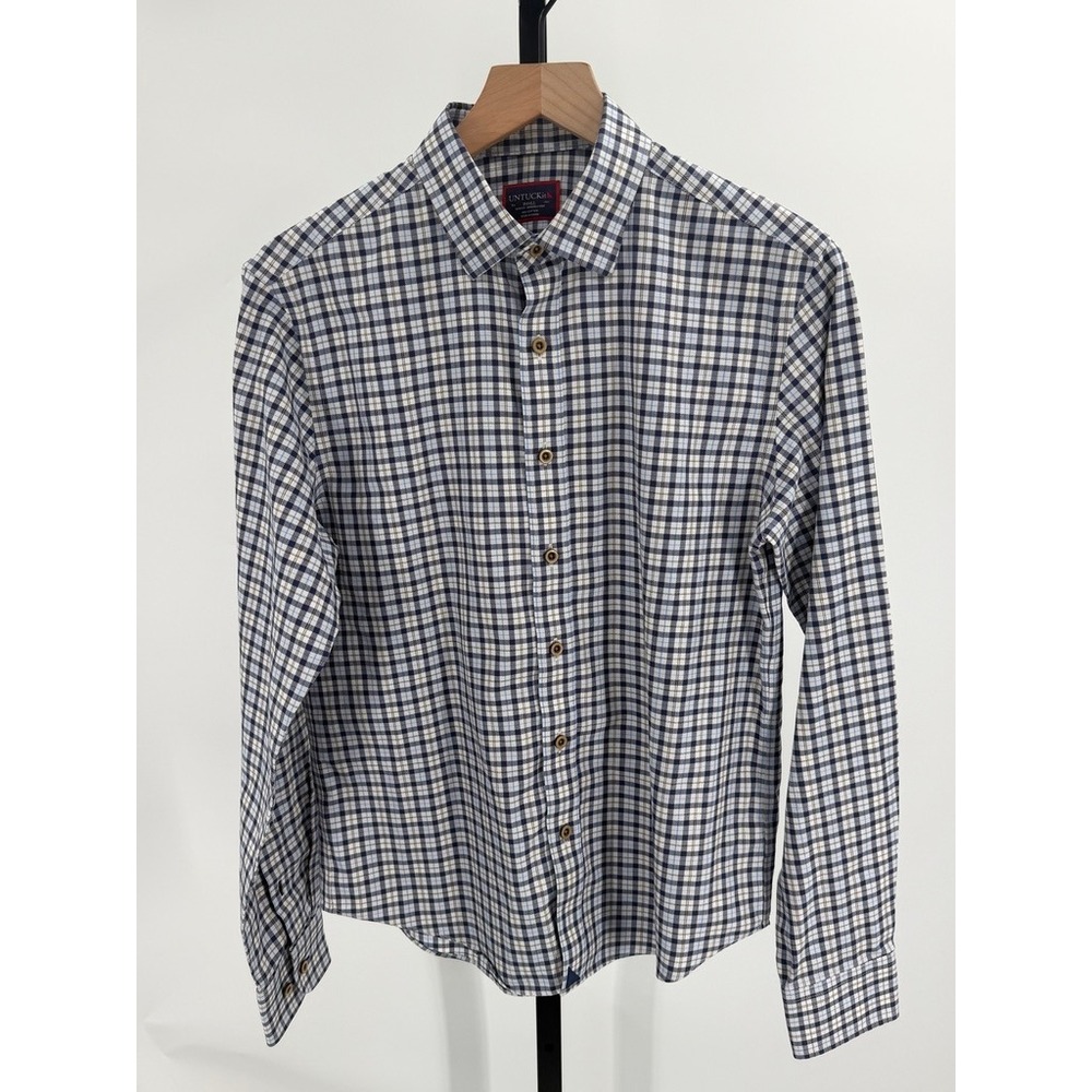 UNTUCKit Slim Fit Plaid Button Down Shirt Mens Wrinkle Free Cotton Easy Care